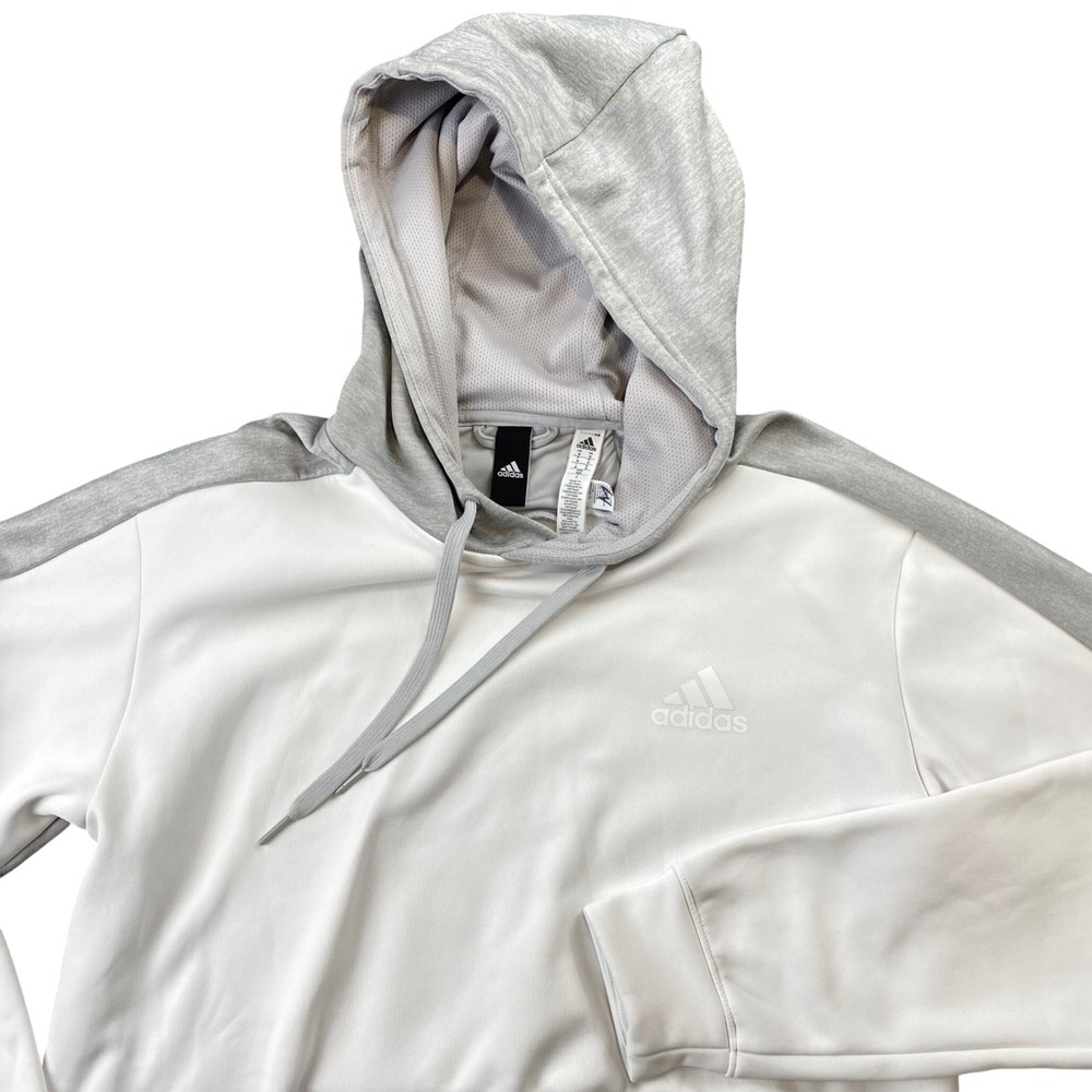 Adidas ClimaWarm Hoodie Mens M White Gray Pullover Performance CV7190 2017